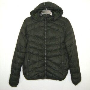 LEEHANTON Mens Green Puffer Jacket with Detachable Hood